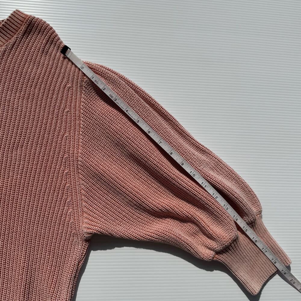 YFB Young Fabulous Broke Knit Sweater Apricot Pink Balloon Sleeve Women’s Medium - Picture 12 of 16